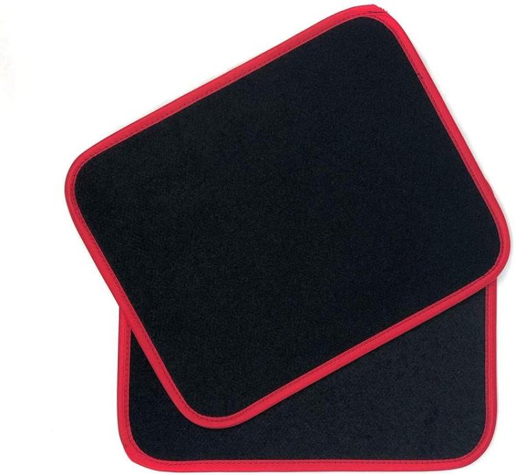 Set 4 Tappetini In Moquette Auto Universali Tappeti Con Battitacco Nero E Grigio
